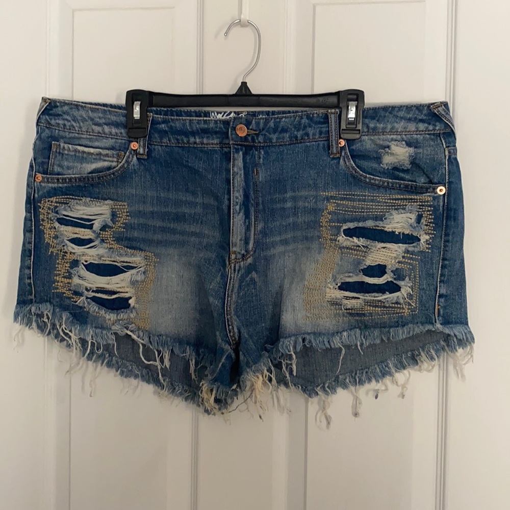 Ripped jean shorts